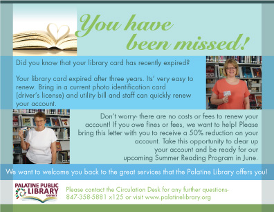 Patron Libray Card Renewal Postcard